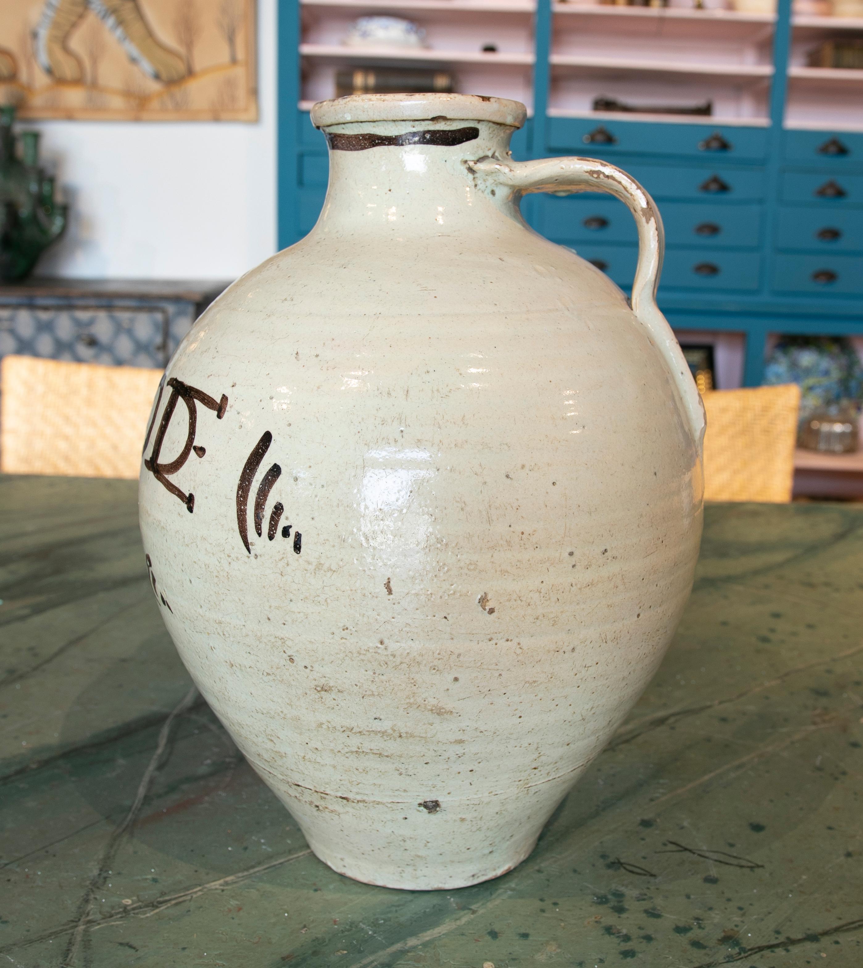 19th Century Spanish White Glazed Pottery Dated 1829 For Sale