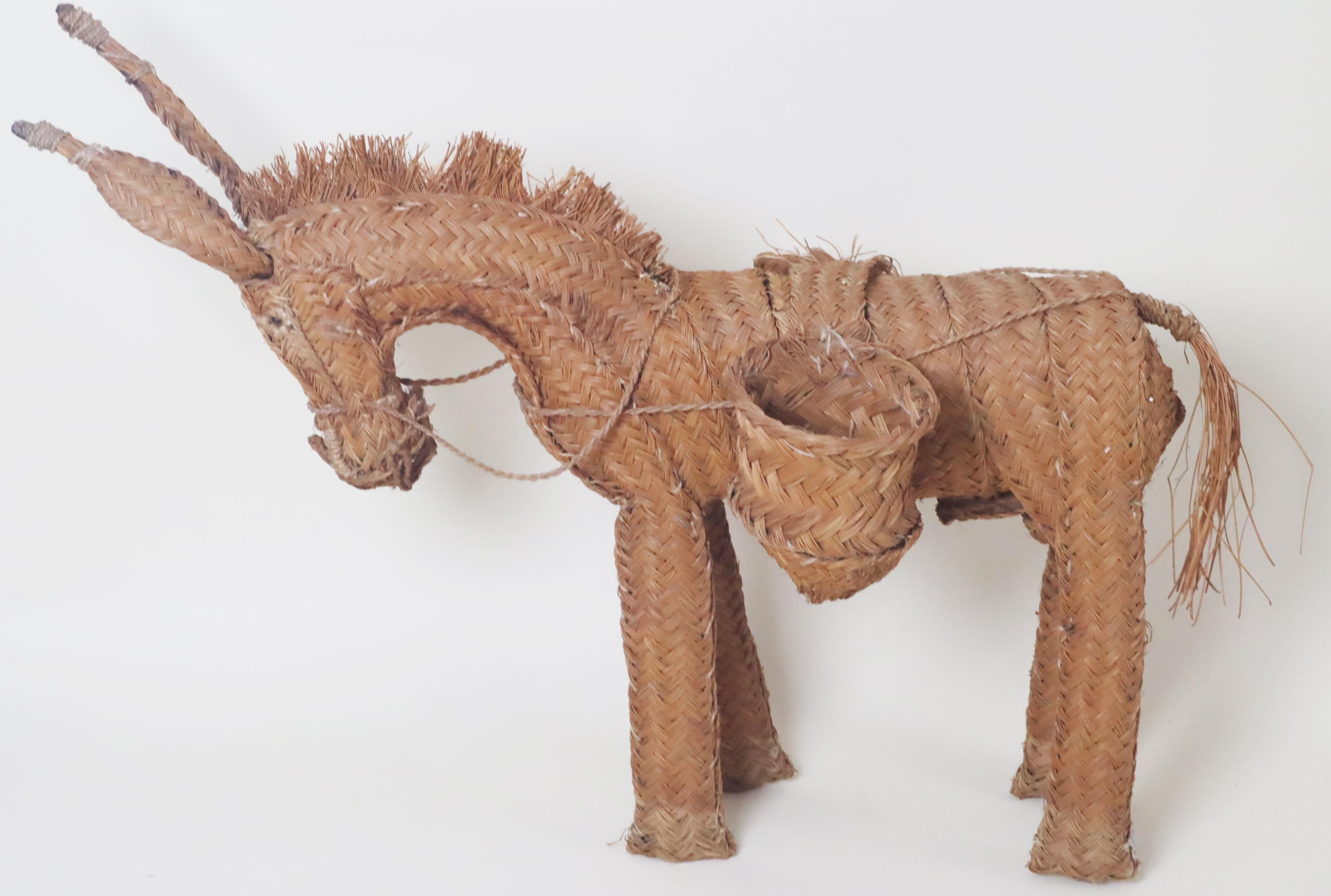 Spanish Wicker Donkey Hand-Woven from the 1950s For Sale 8