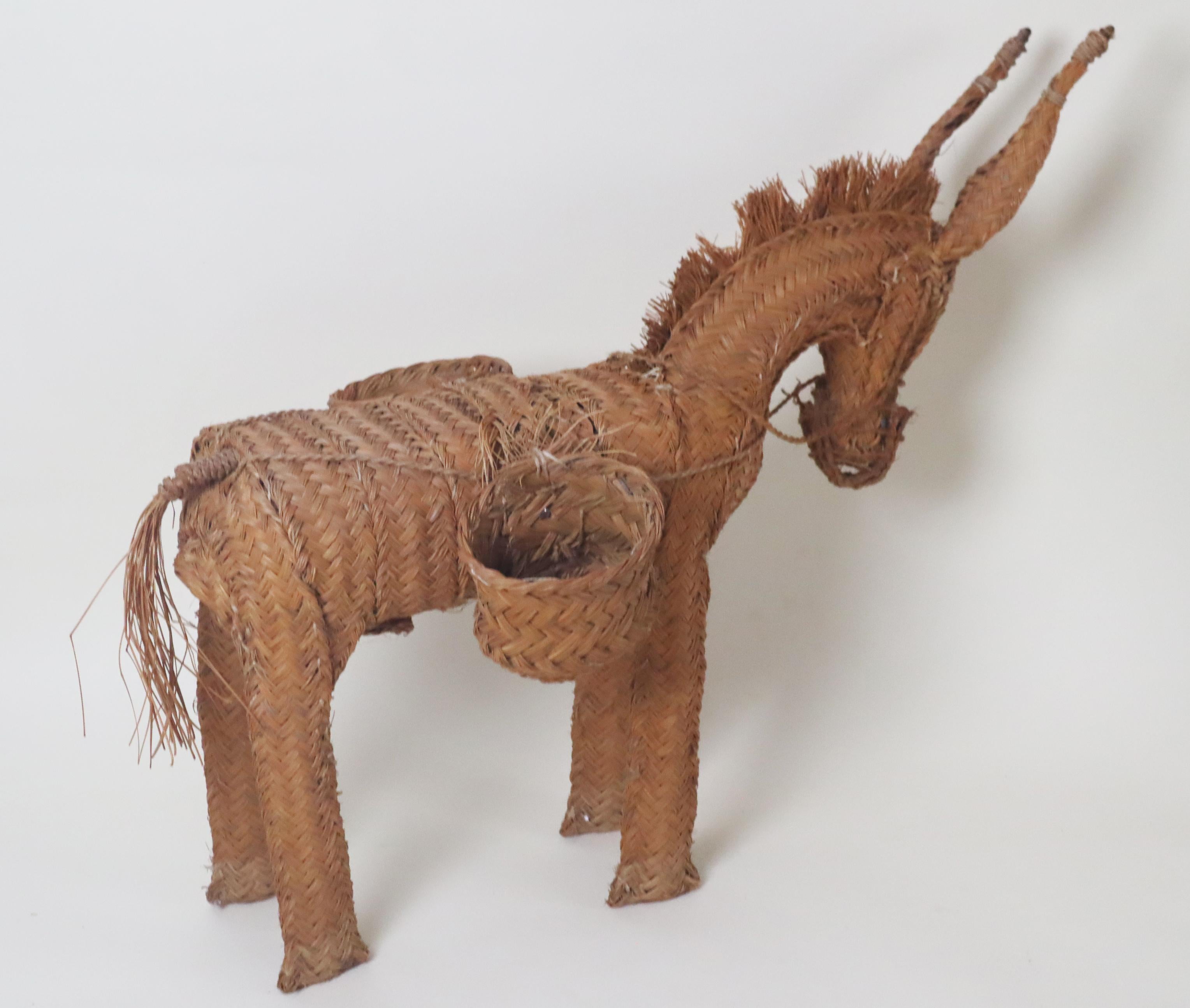 Mid-20th Century Spanish Wicker Donkey Hand-Woven from the 1950s For Sale