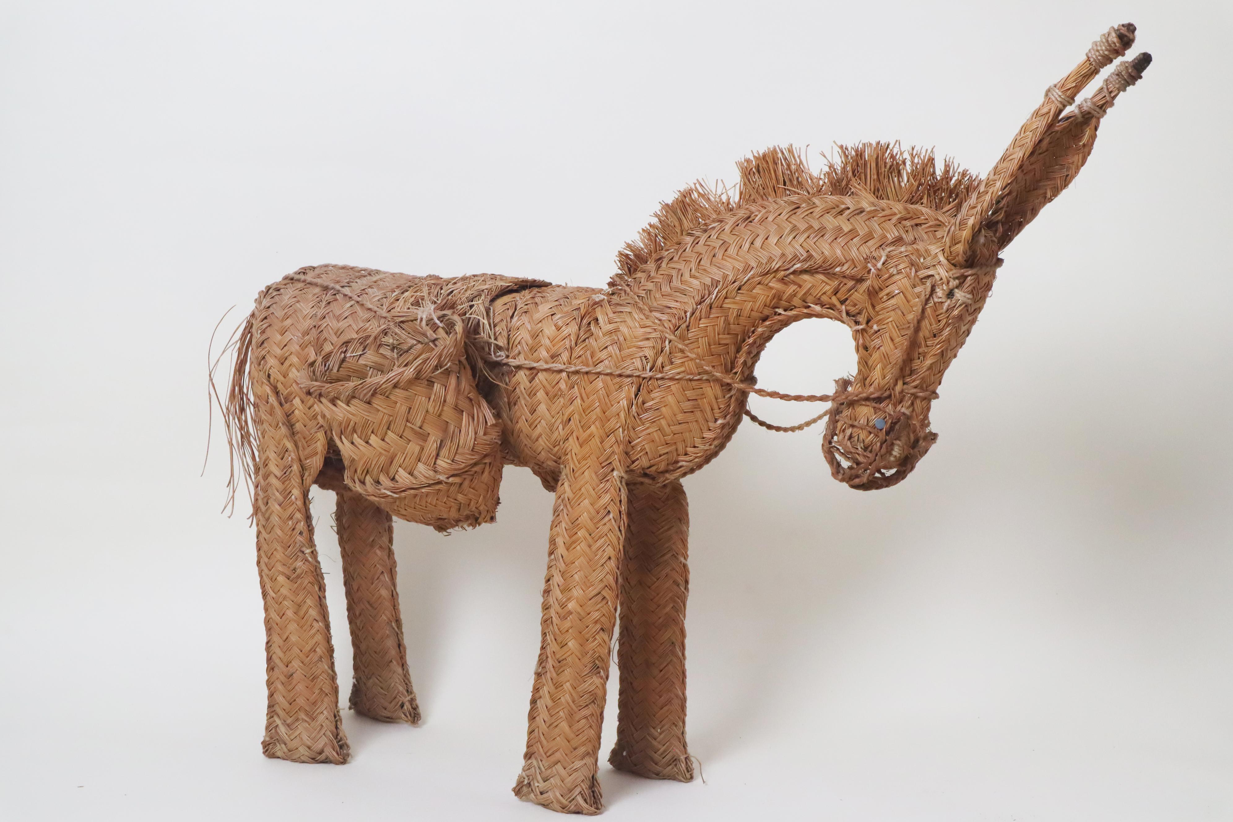 Willow Spanish Wicker Donkey Hand-Woven from the 1950s For Sale