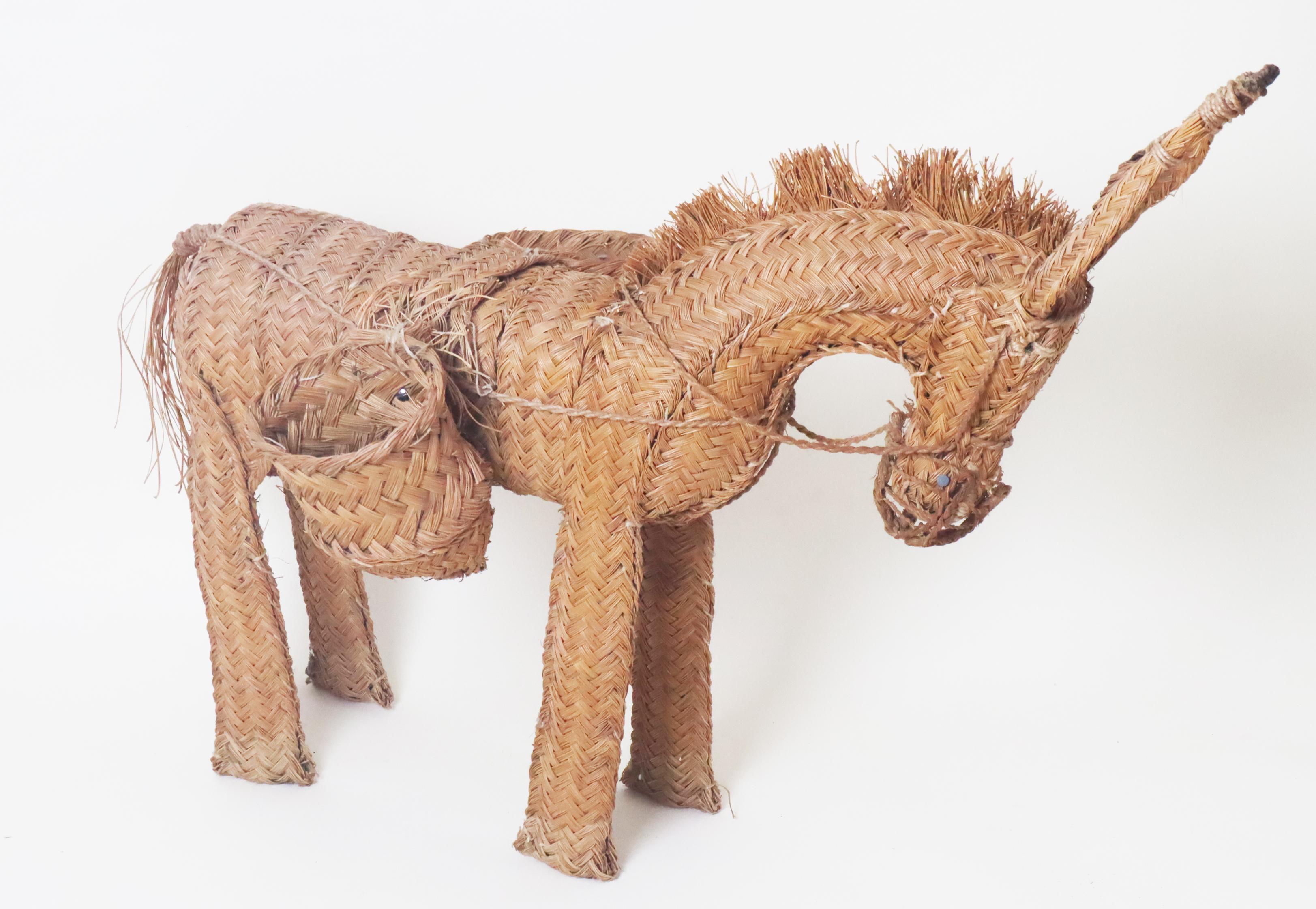 Spanish Wicker Donkey Hand-Woven from the 1950s For Sale 1