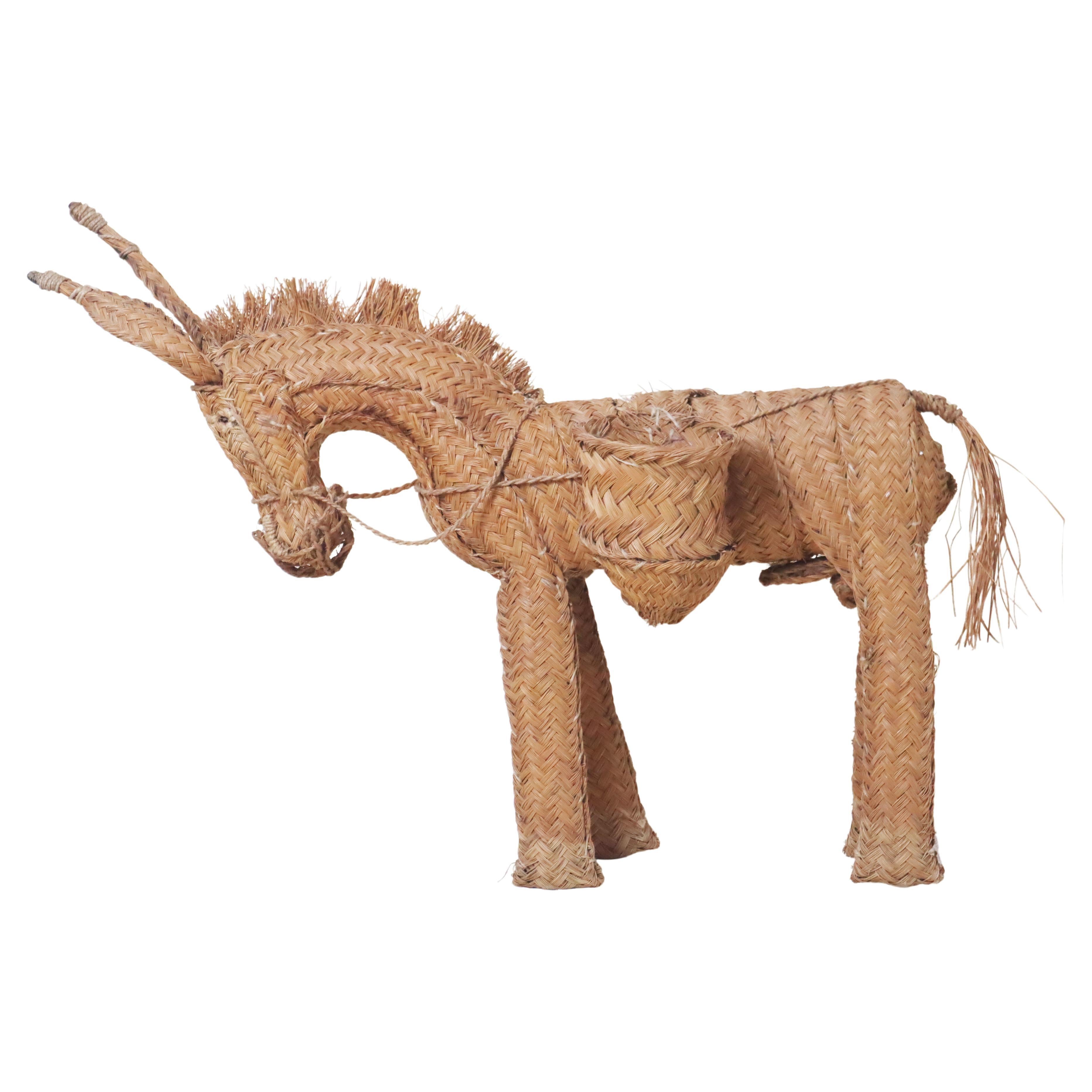 Spanish Wicker Donkey Hand-Woven from the 1950s For Sale