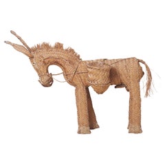 Spanish Wicker Donkey Hand-Woven from the 1950s