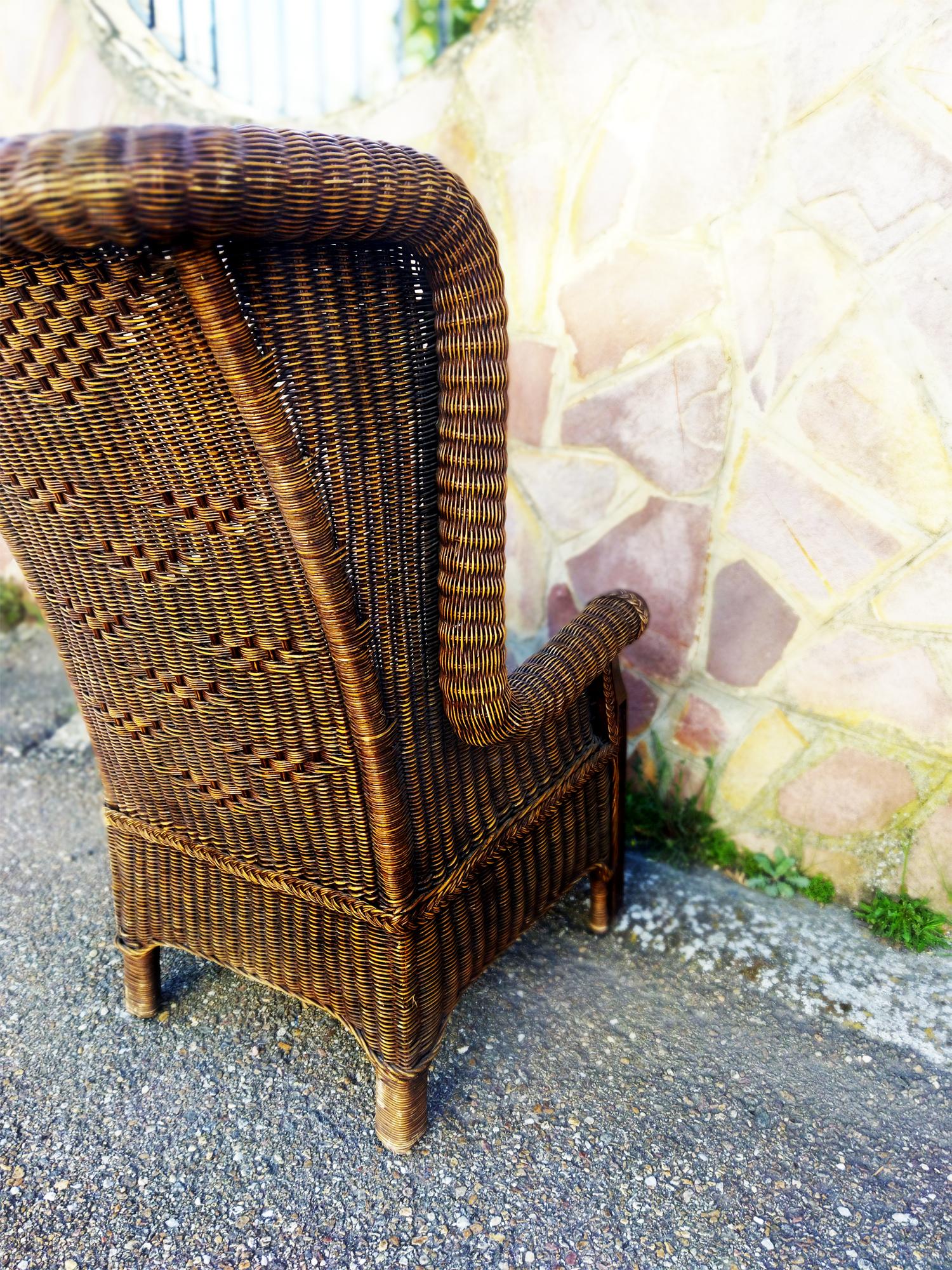 High back wicker sale chair