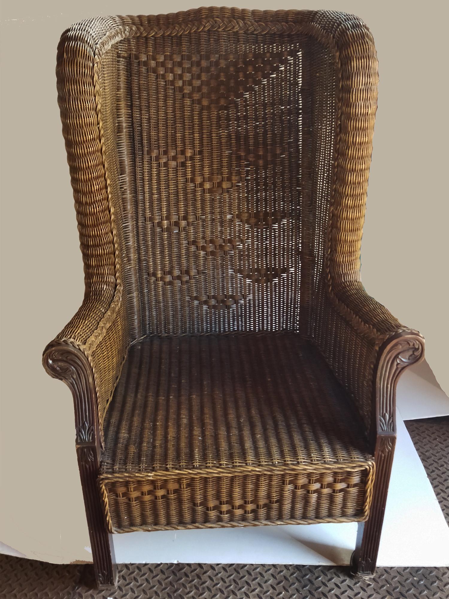  Spectacular VictorianStyle  Wicker Throne, Very Big  High Backrest  Wide Seat For Sale 6