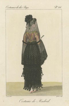 Spanish Woman from Madrid – Hand-Colored Engraving, Costume de divers Pays, 1820