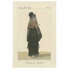 Spanische Frau aus Madrid - Handkolorierter Kupferstich, Costume de divers Pays, 1820
