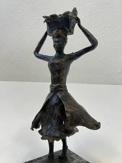 Spanish Women Cast Bronze Sculpture by W.N. Cardobo 1973