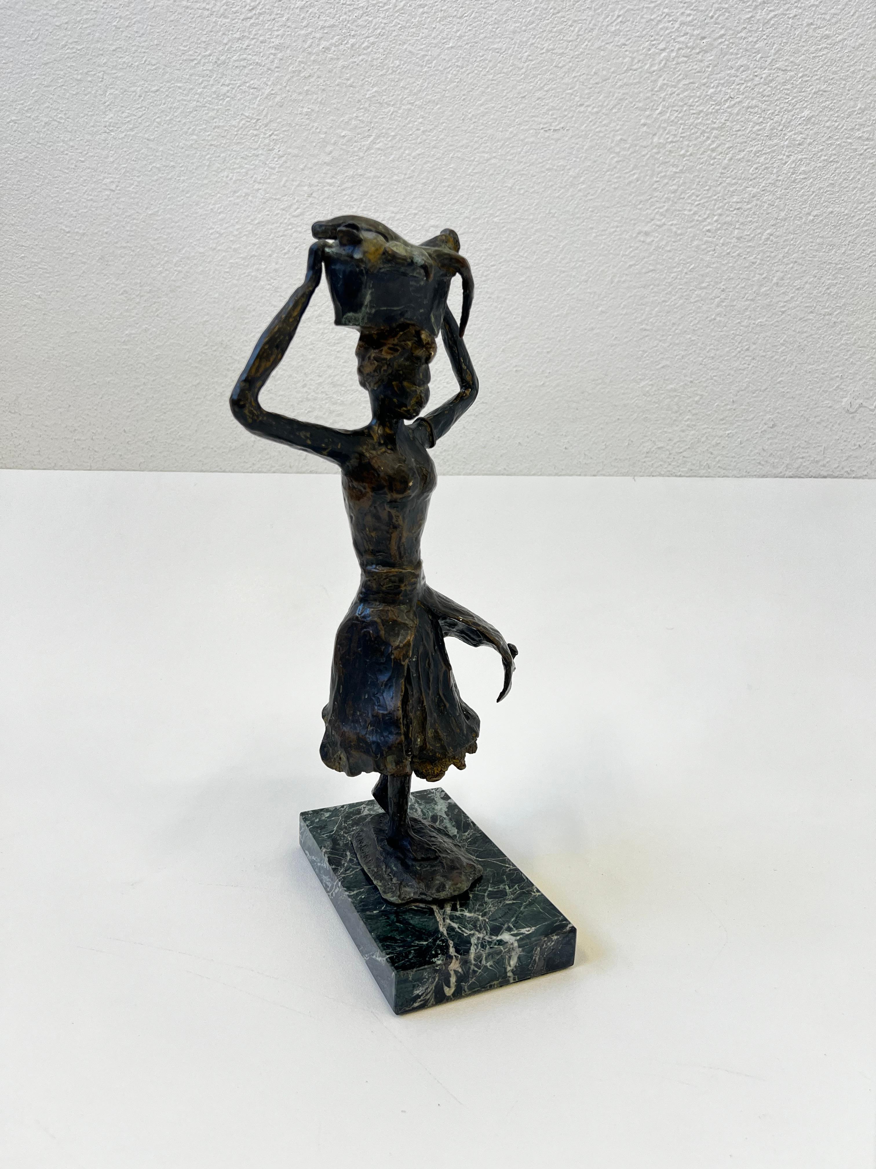 Mid-Century Modern Spanish Women Cast Bronze Sculpture by W.N. Cardobo 1973 For Sale