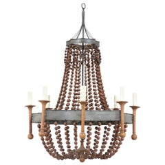 Retro Spanish Wood Beaded Chandelier