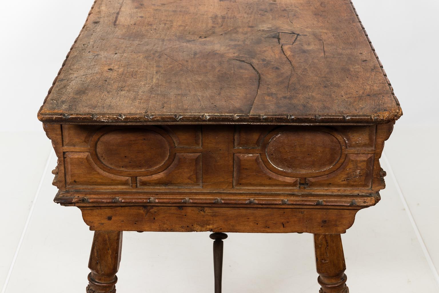 Carved 18th Century Spanish Walnut Desk For Sale