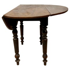 Spanish Wood Drop-Leaf Dining Table with Turned Legs