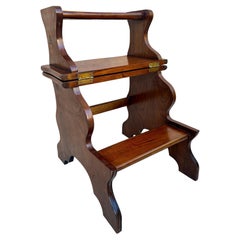 Spanish Wood Library Step Chair, Mid 20th Century