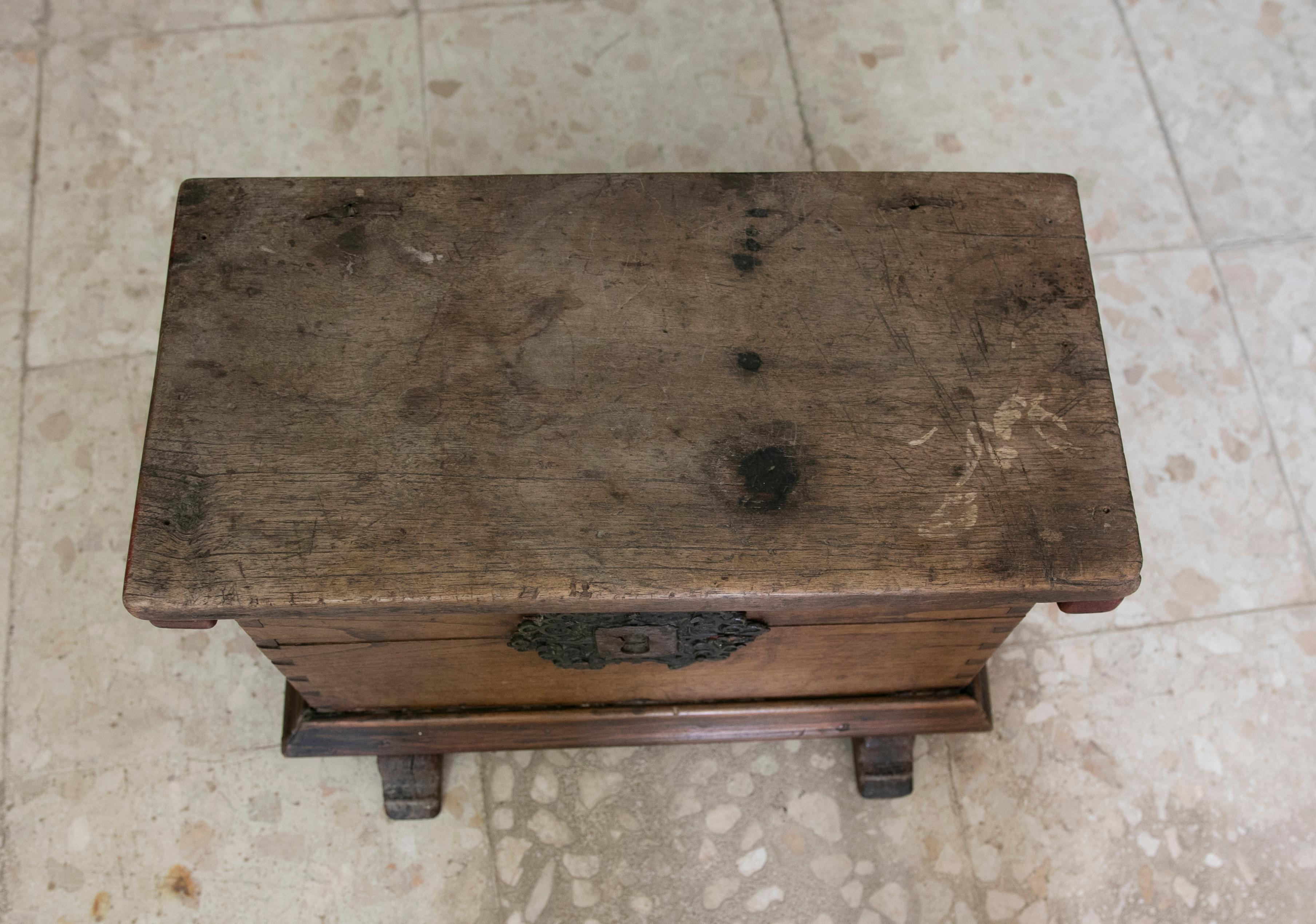 Spanish Wooden Chest with Original Iron Fittings For Sale 11