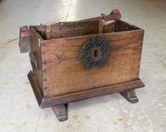 Spanish Wooden Chest with Original Iron Fittings