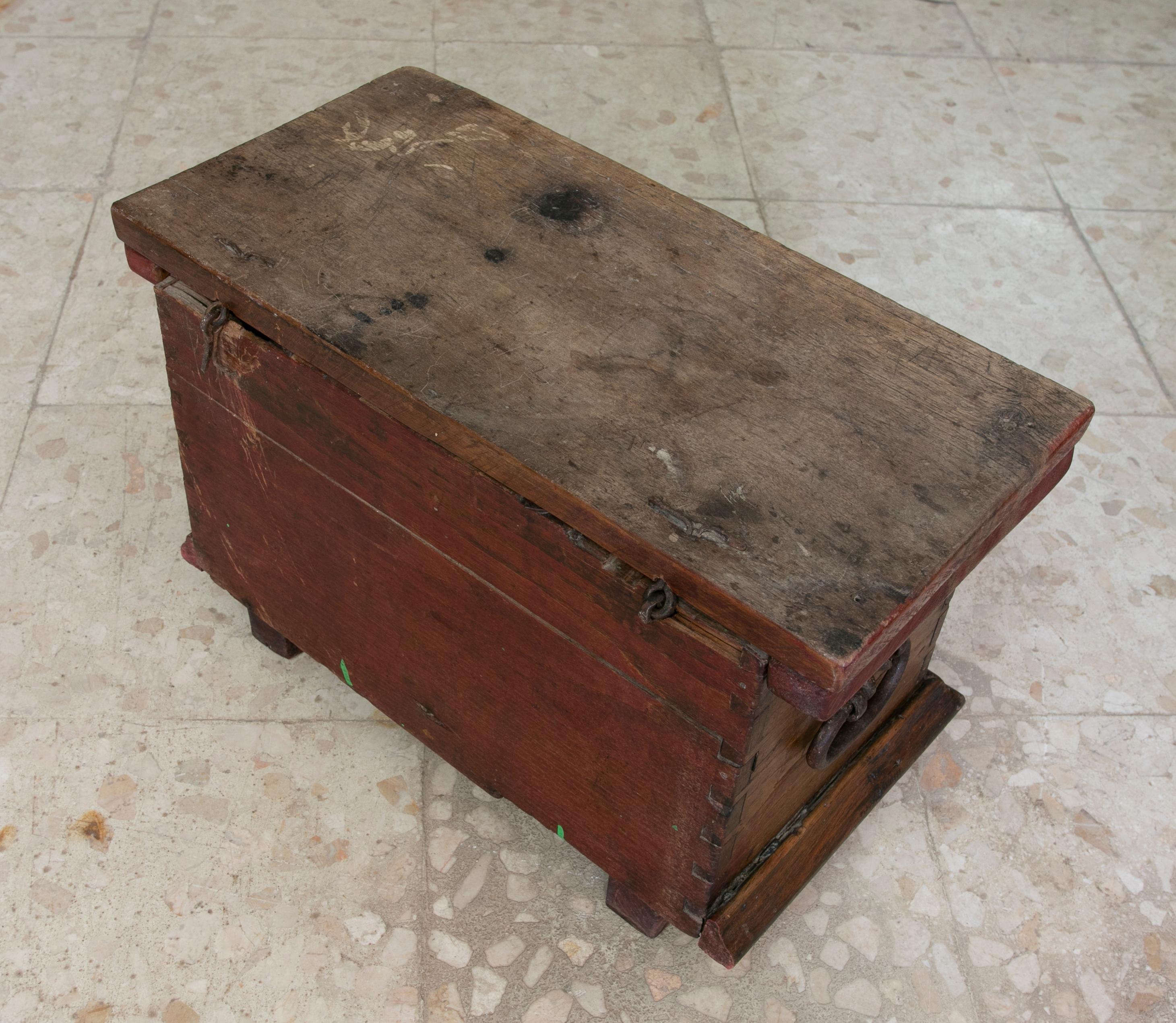 Spanish Wooden Chest with Original Iron Fittings For Sale 2