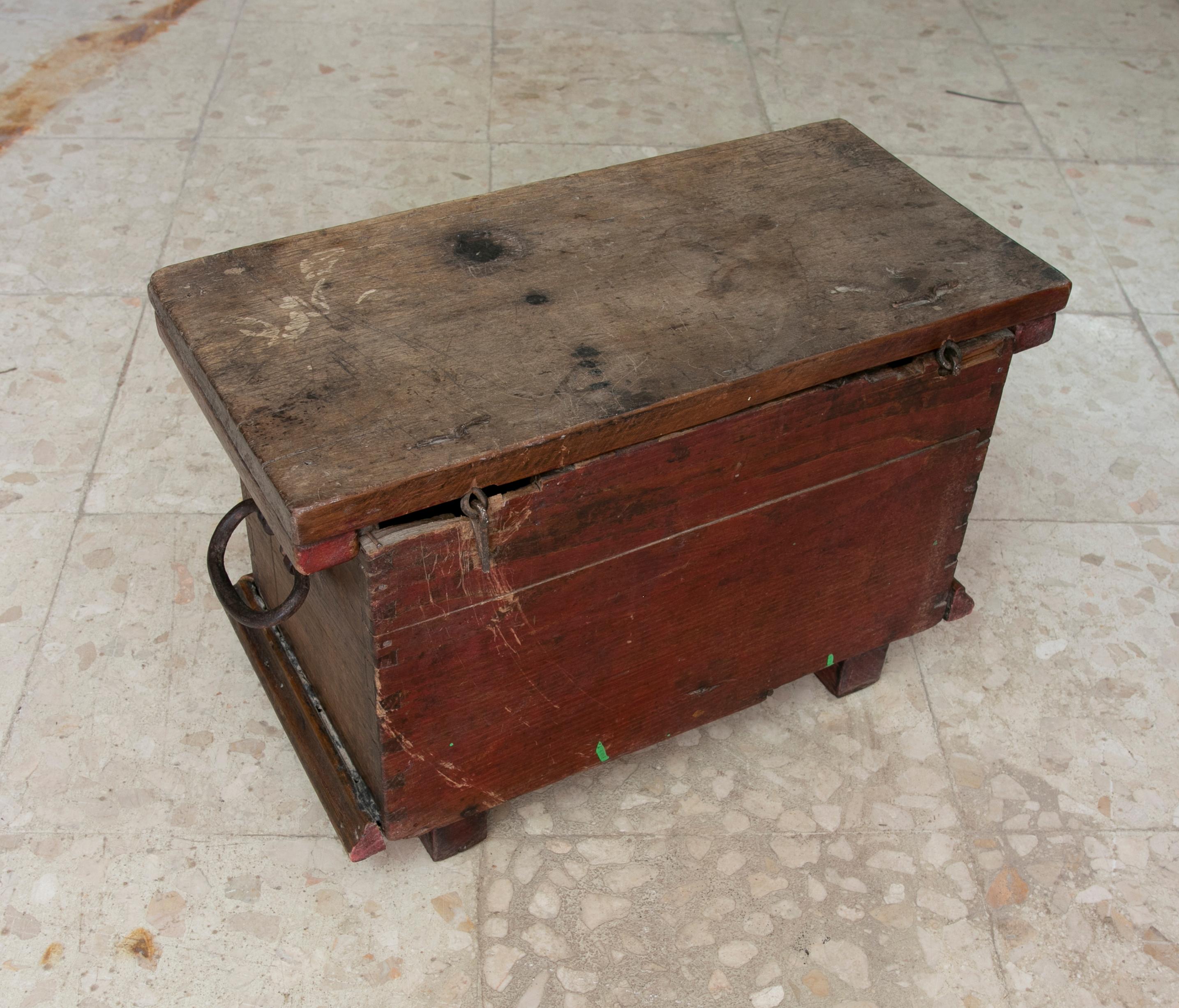 Spanish Wooden Chest with Original Iron Fittings For Sale 3