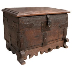 Spanish Wooden Chest with Original Iron Fittings