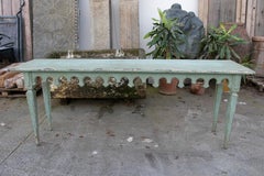 Spanish Wooden Console with Hand Carved and Hand Painted Skirt