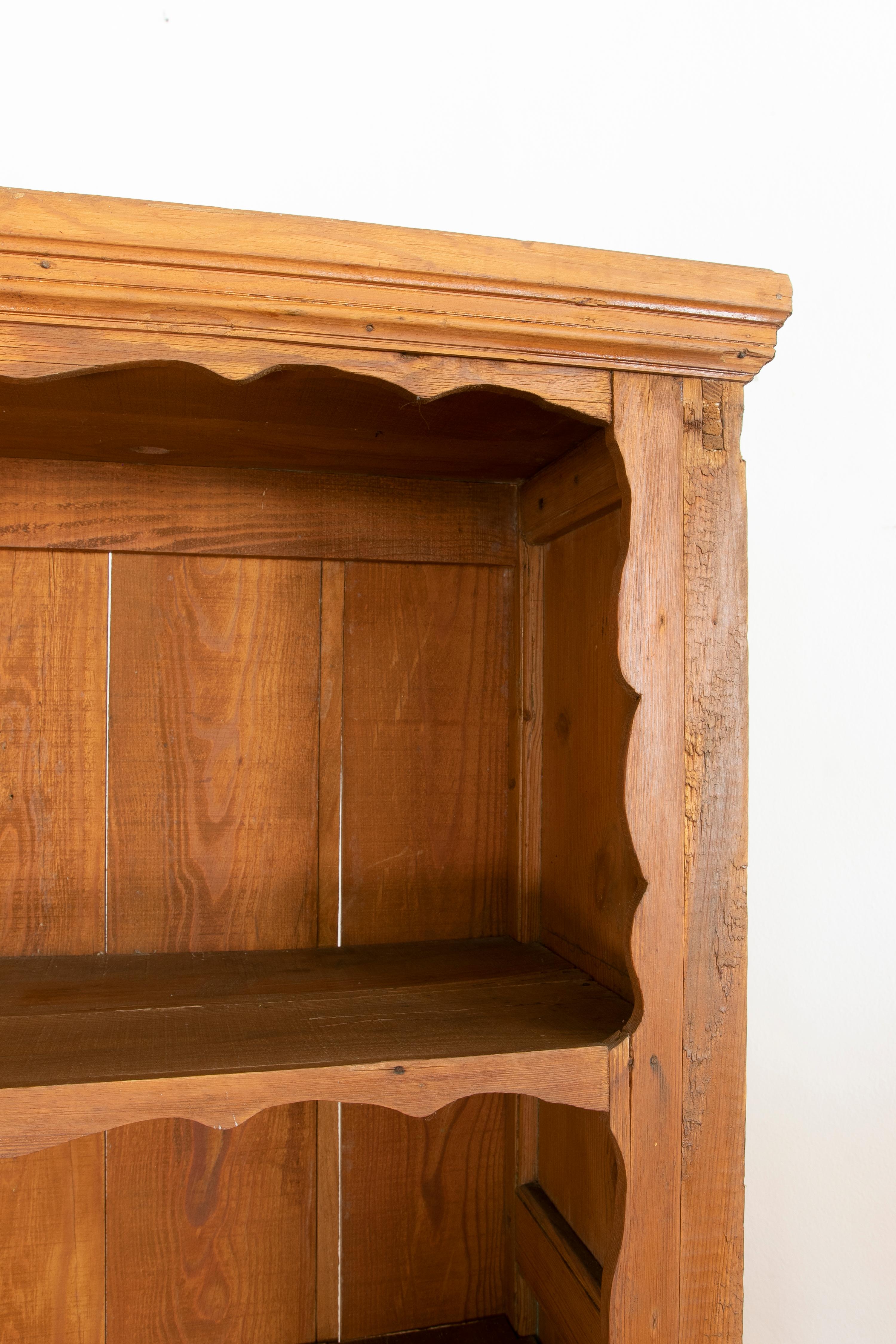 Spanish Wooden Cupboard with Shelves and Lattice Doors For Sale 3