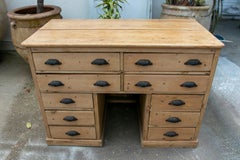 Spanish Wooden Desk with Ten Drawers and Iron Pulls