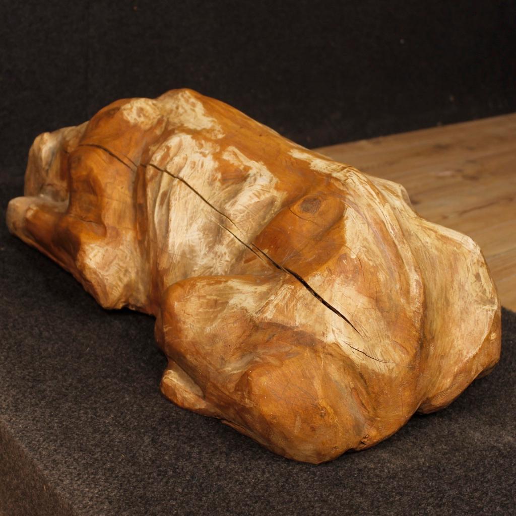 Spanish Wooden Dog Sculpture from 20th Century 1
