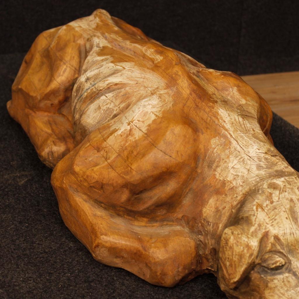 Spanish Wooden Dog Sculpture from 20th Century 4