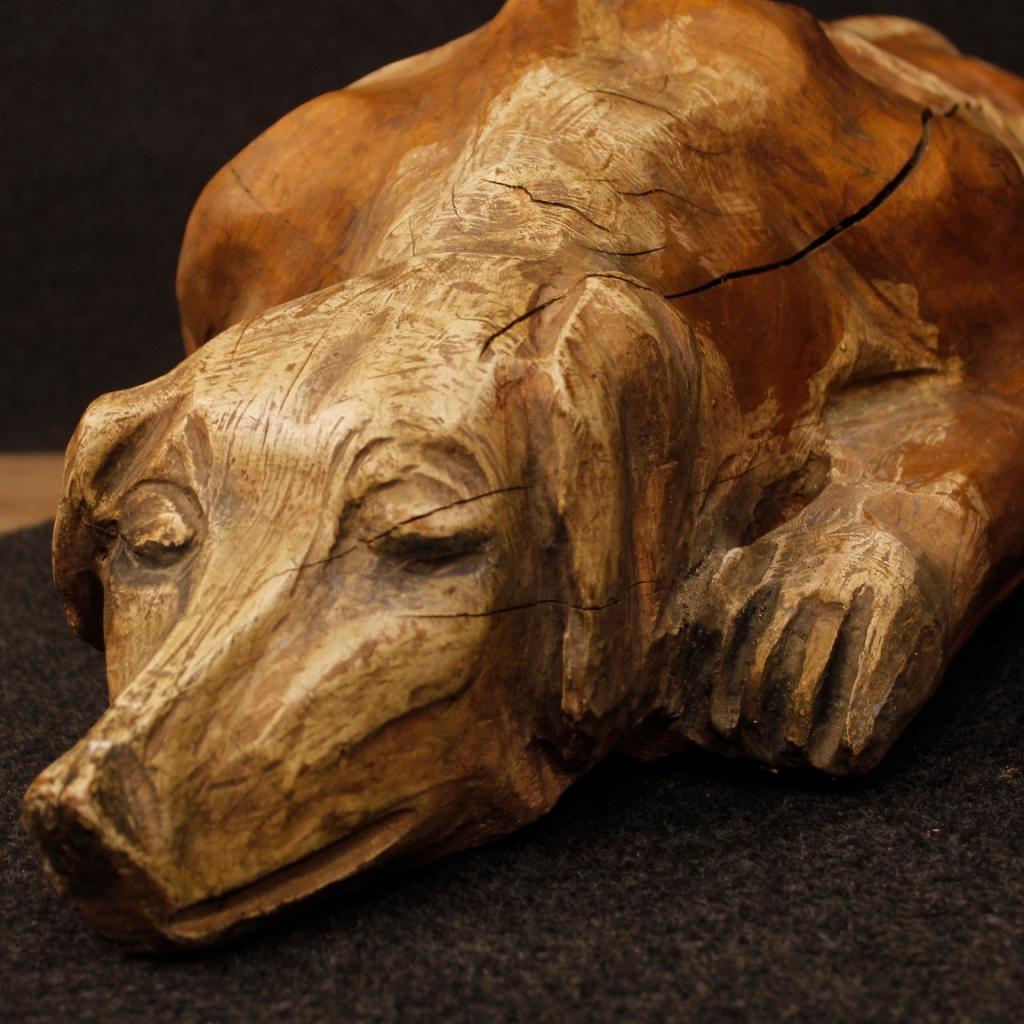 Spanish Wooden Dog Sculpture from 20th Century 5