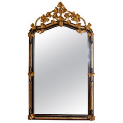 Spanish Wooden Mirror with Decorated Grape Top in Black and Gold Colour