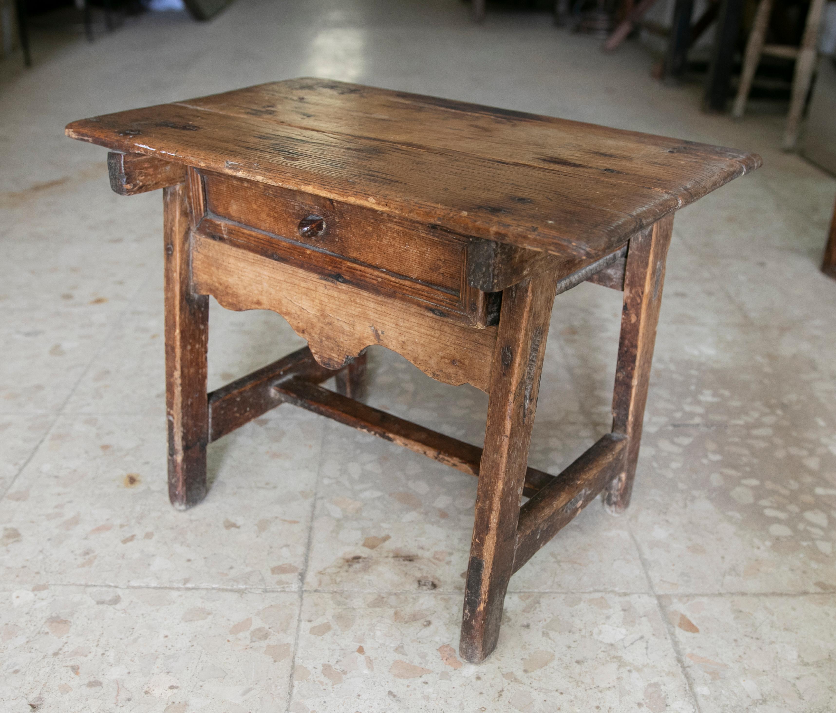 Spanish Wooden Sidetable with a Drawer For Sale 1