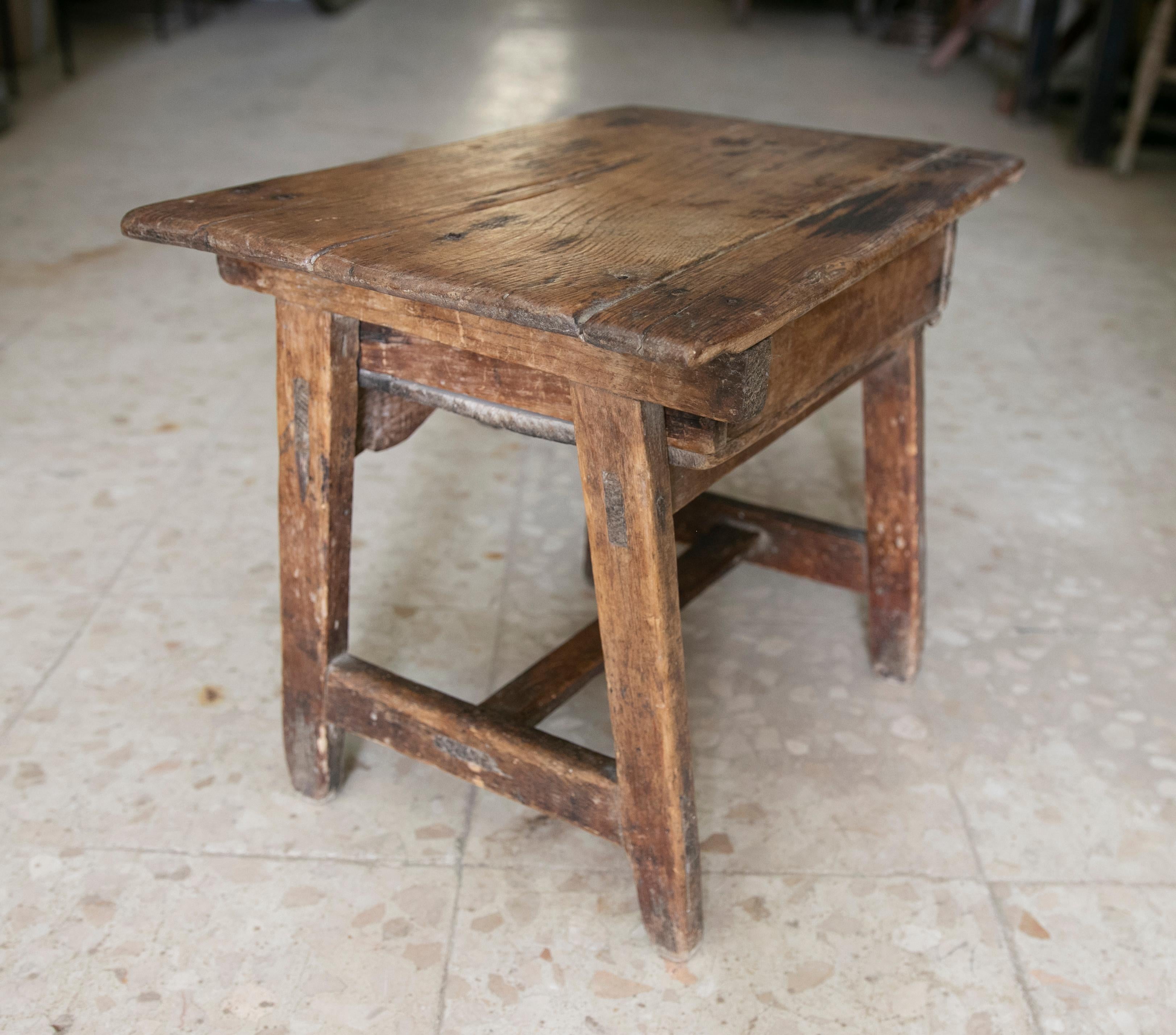 Spanish Wooden Sidetable with a Drawer For Sale 2