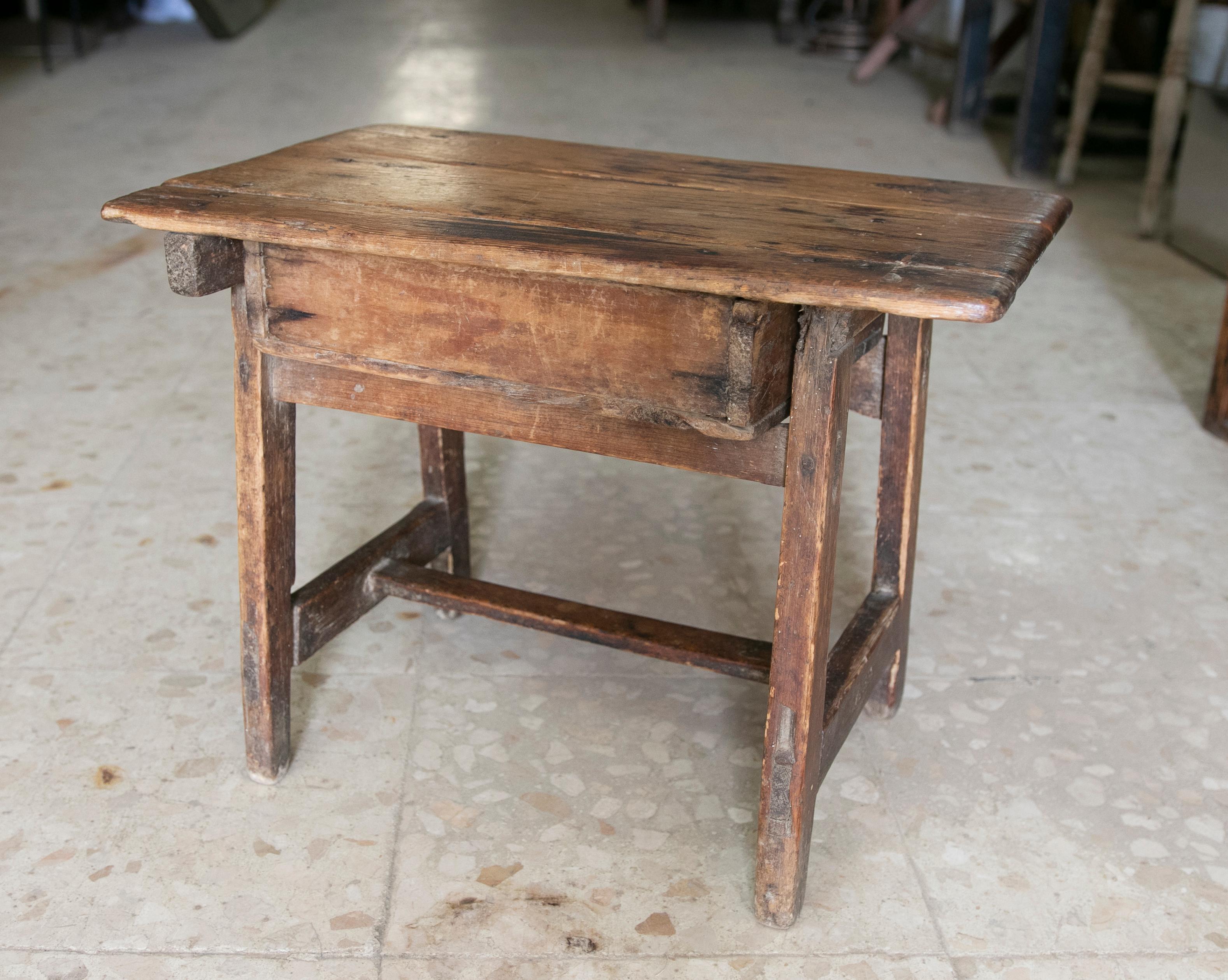 Spanish Wooden Sidetable with a Drawer For Sale 3