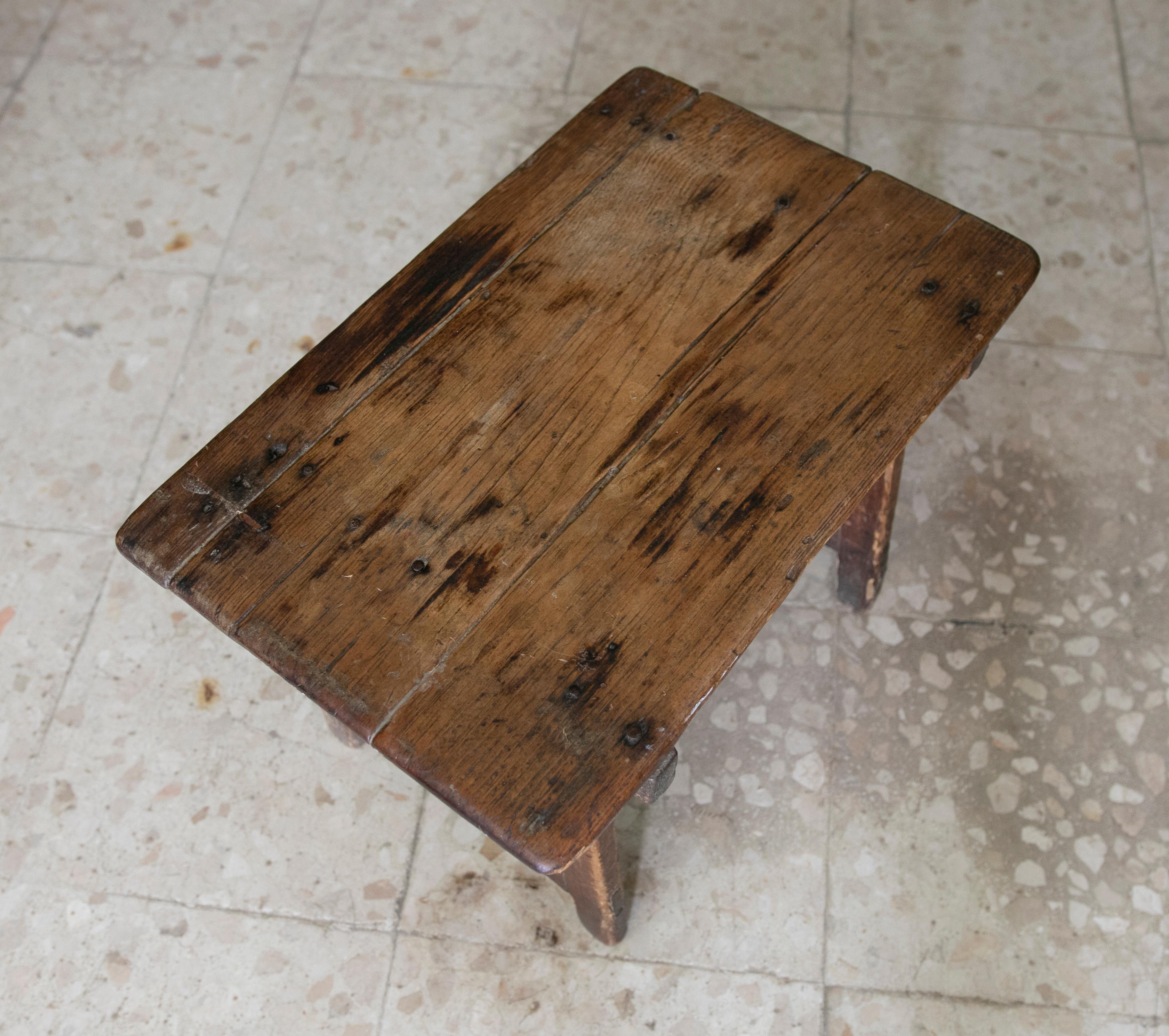 Spanish Wooden Sidetable with a Drawer For Sale 5