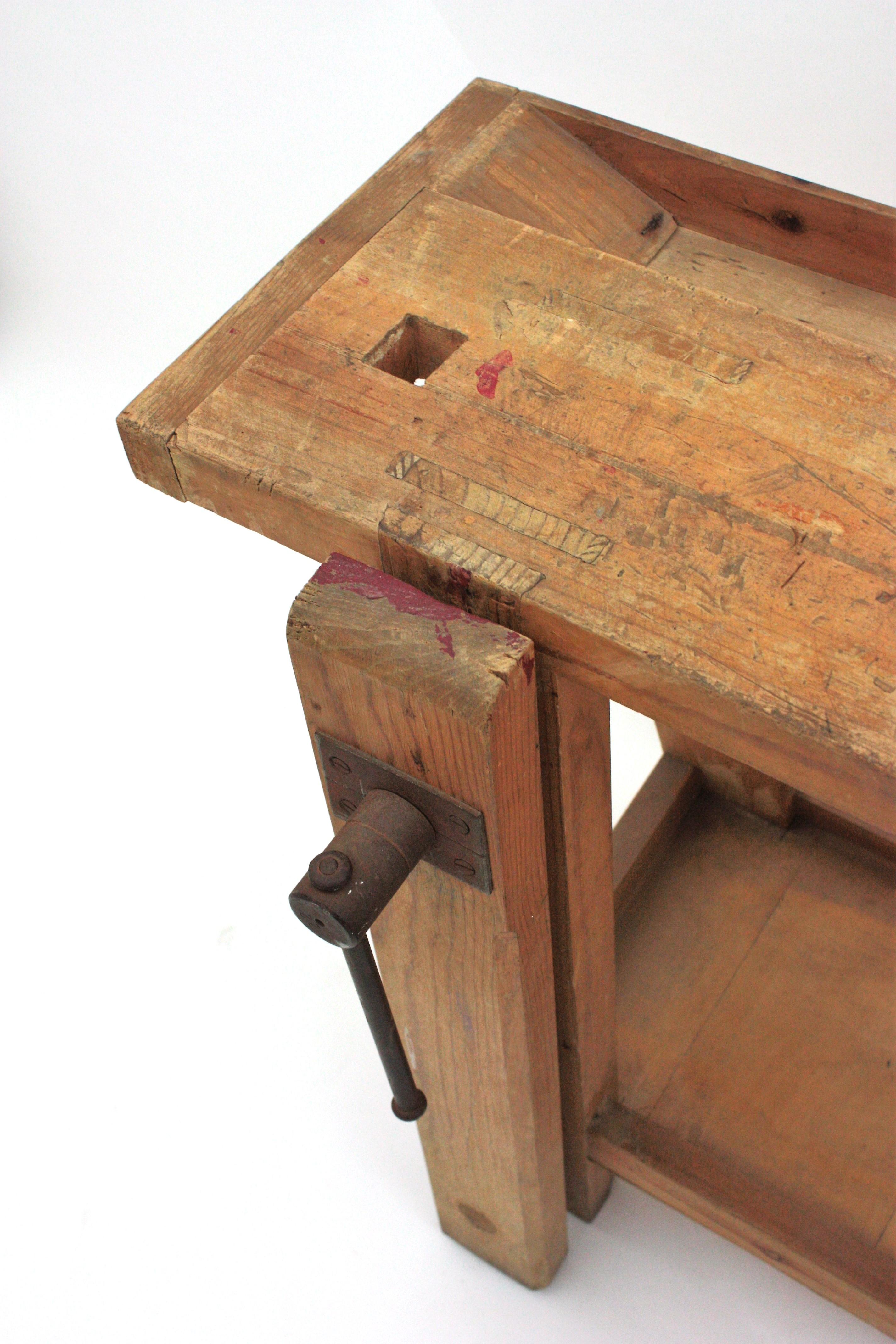 Spanish Work Bench Console Table For Sale 4
