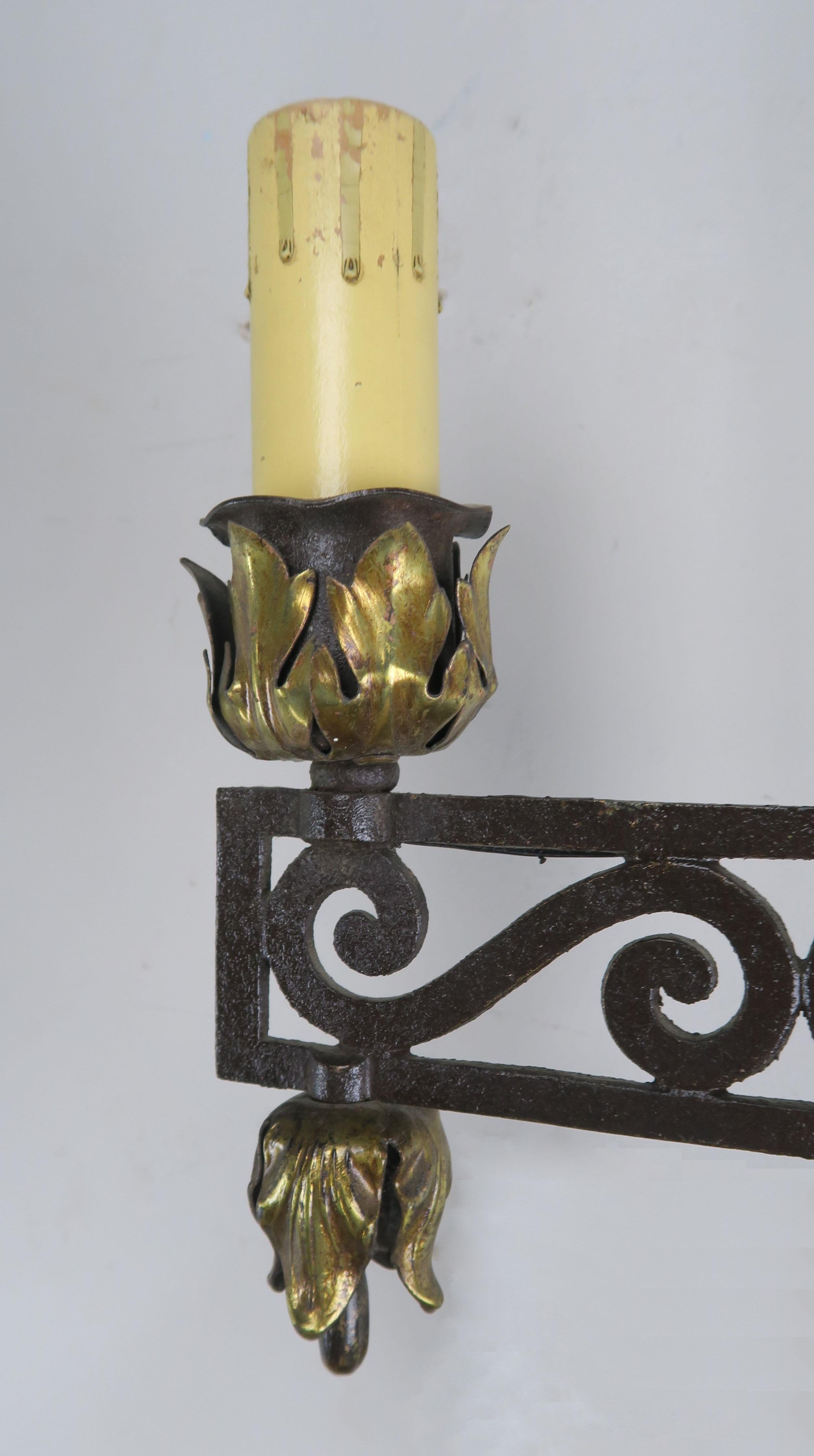 Spanish Wrought Iron 2-Light Sconces, Pair (Spanisch)