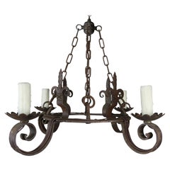 Spanish Wrought Iron 4-Light Chandelier