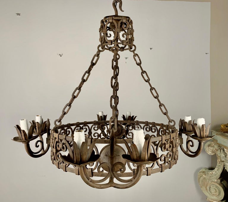 Spanish Wrought Iron 8Light Chandelier at 1stDibs spanish chandelier