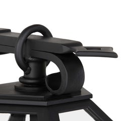 Spanish Style Wrought Iron Hand-Crafted Exterior Light Fixture, Antique Glass