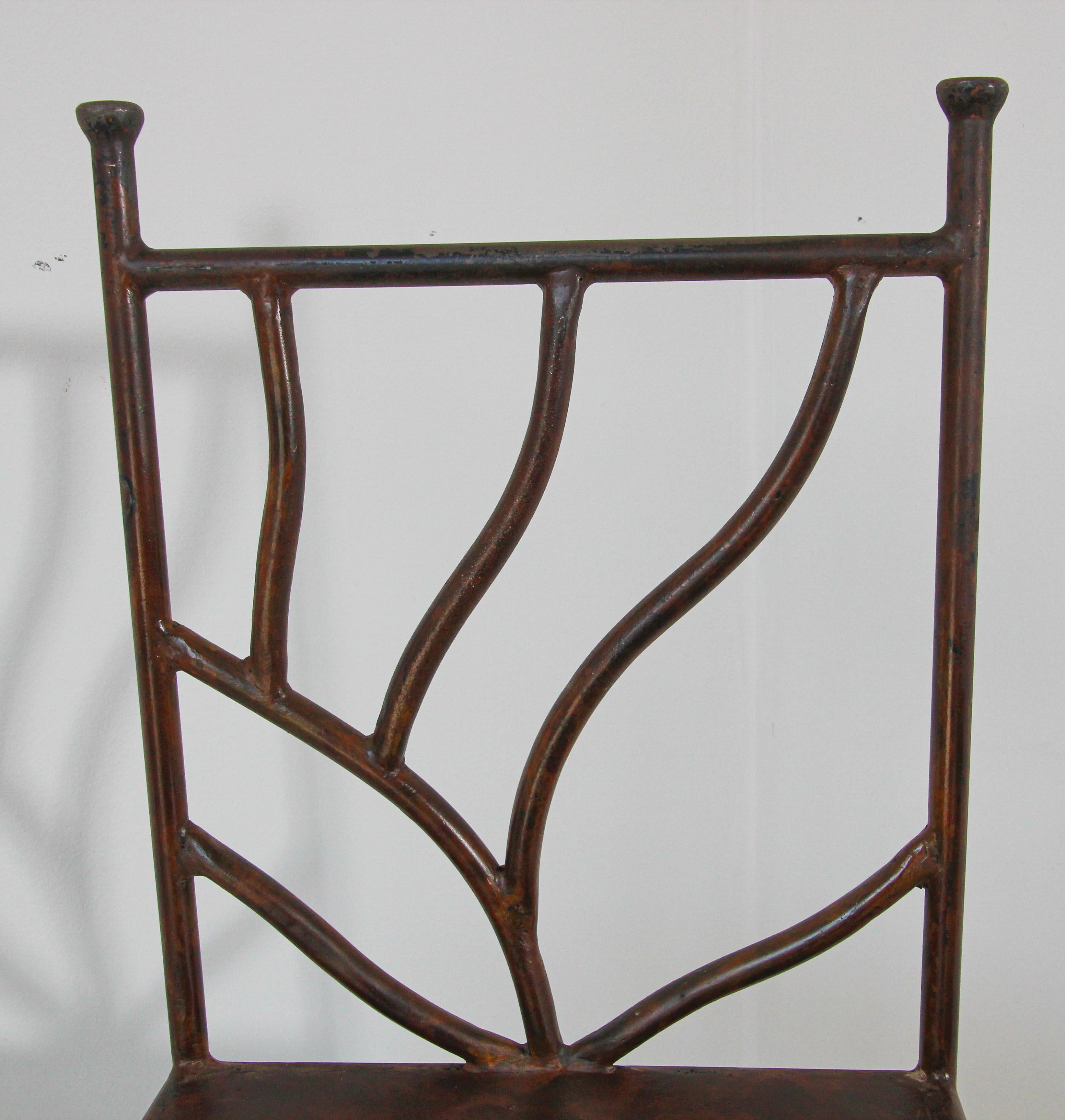 Spanish Wrought Iron Barstools with Back Set of Six For Sale 11
