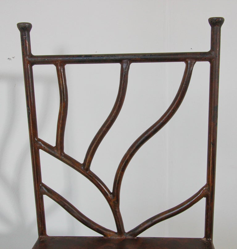 Spanish Wrought Iron Barstools with Back Set of Six For Sale 12