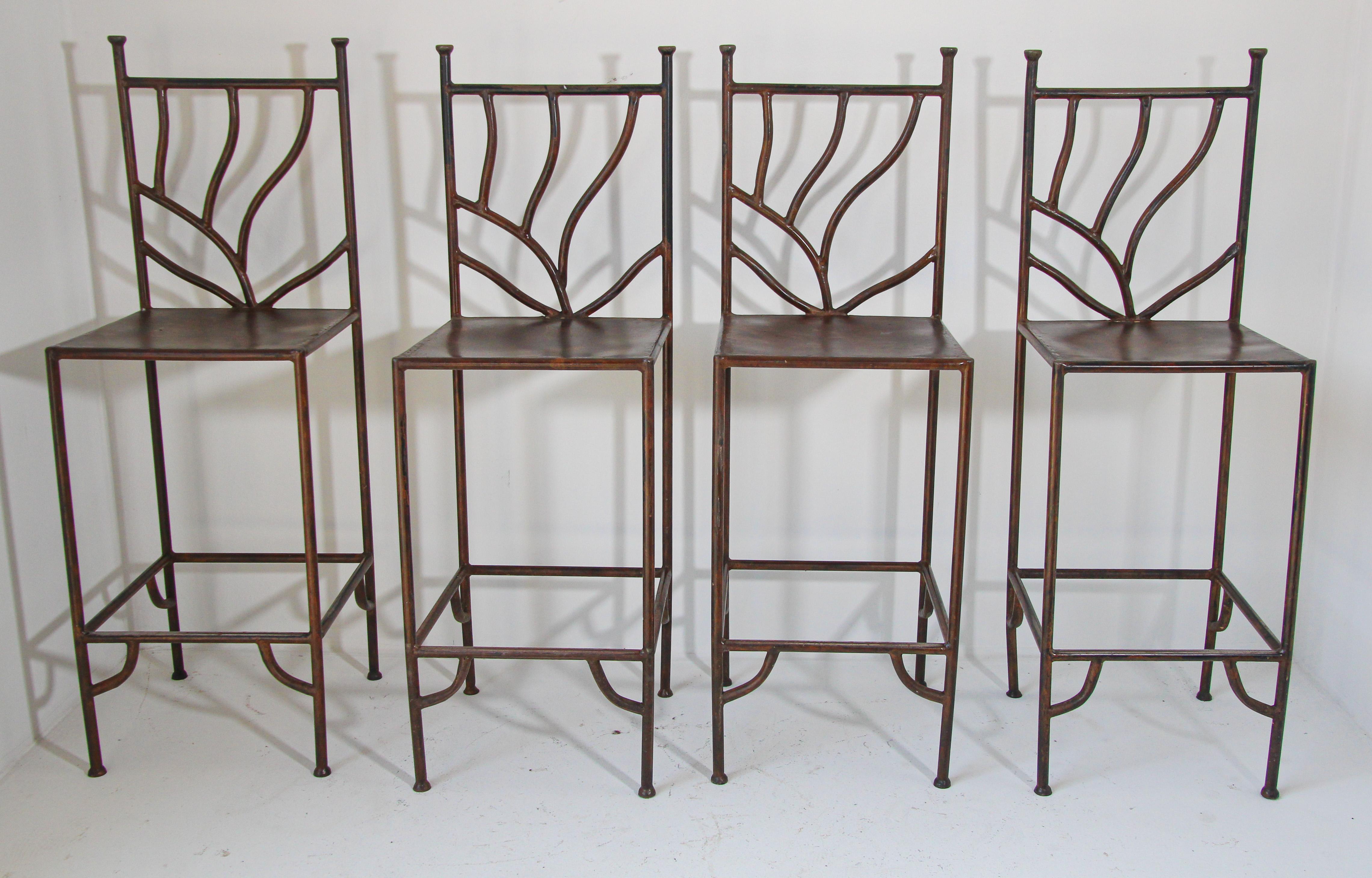 wrought iron bar stools with backs