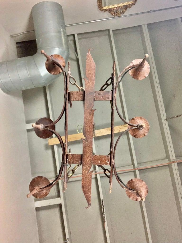 20th Century Spanish Wrought Iron Chandelier For Sale