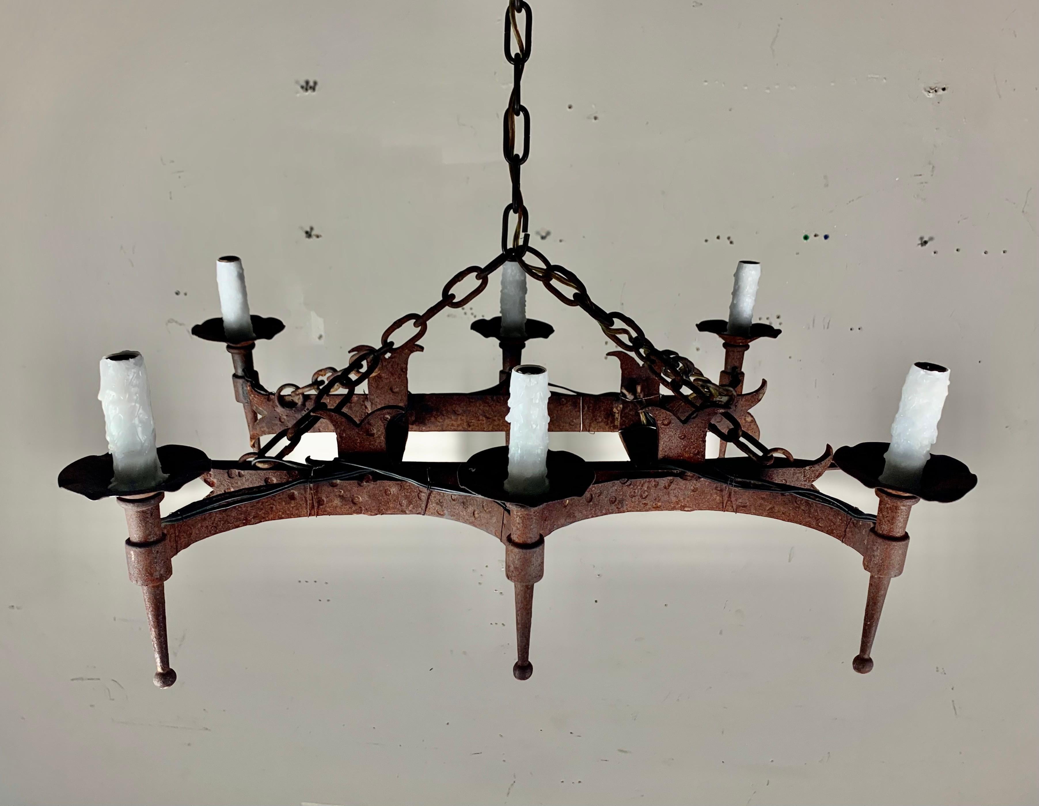 Spanish Colonial Spanish Wrought Iron Chandelier