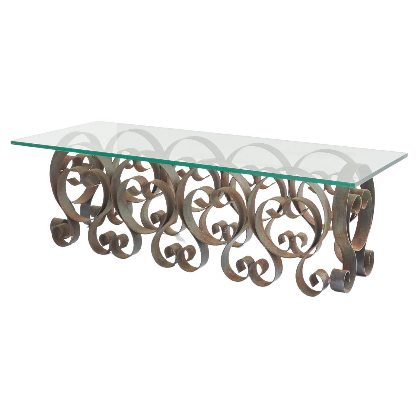 Spanish Wrought Iron Coffee Table, 1940s