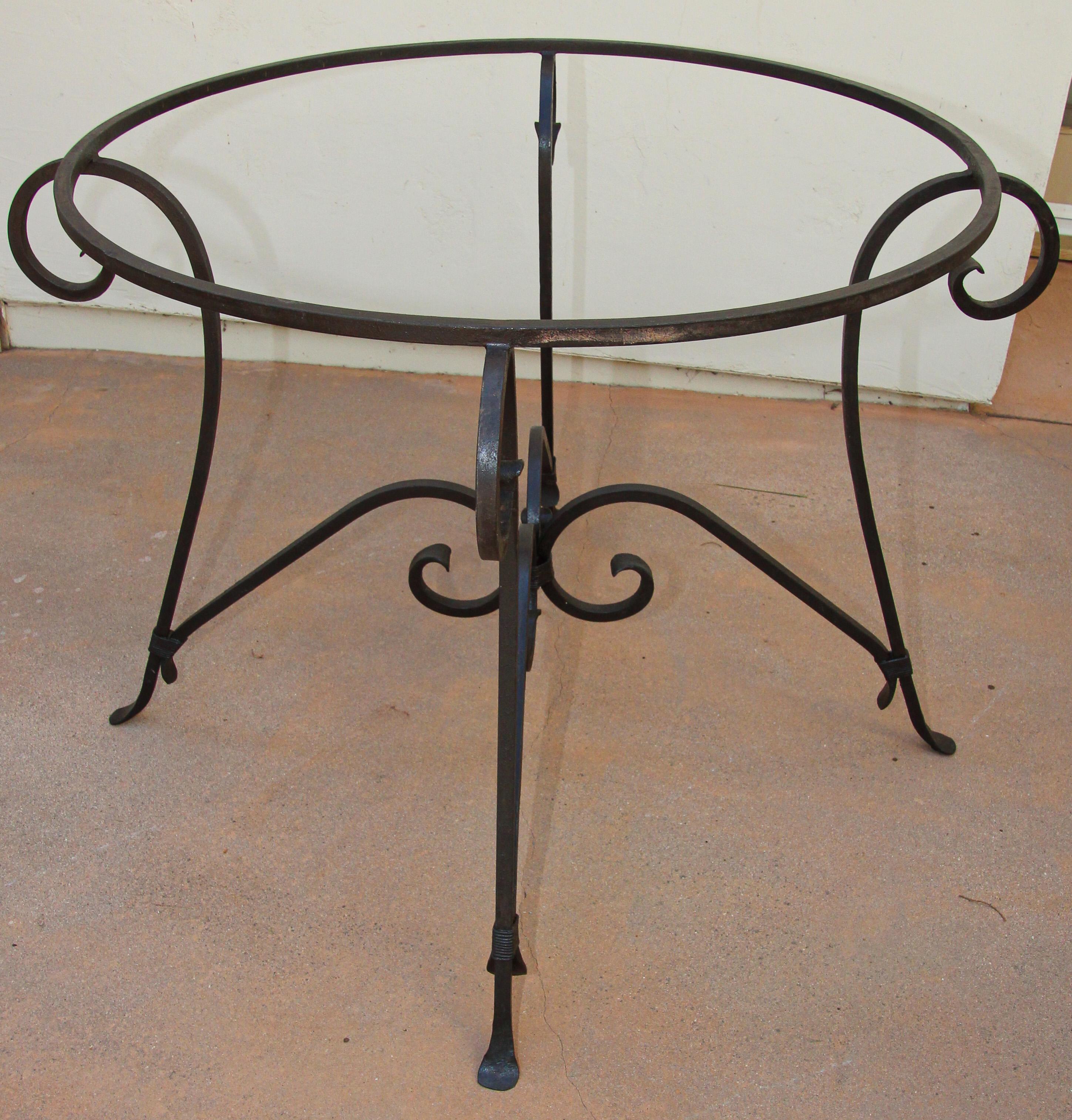 Spanish Colonial Spanish Wrought Iron Dining Table Base Indoor or Outdoor For Sale