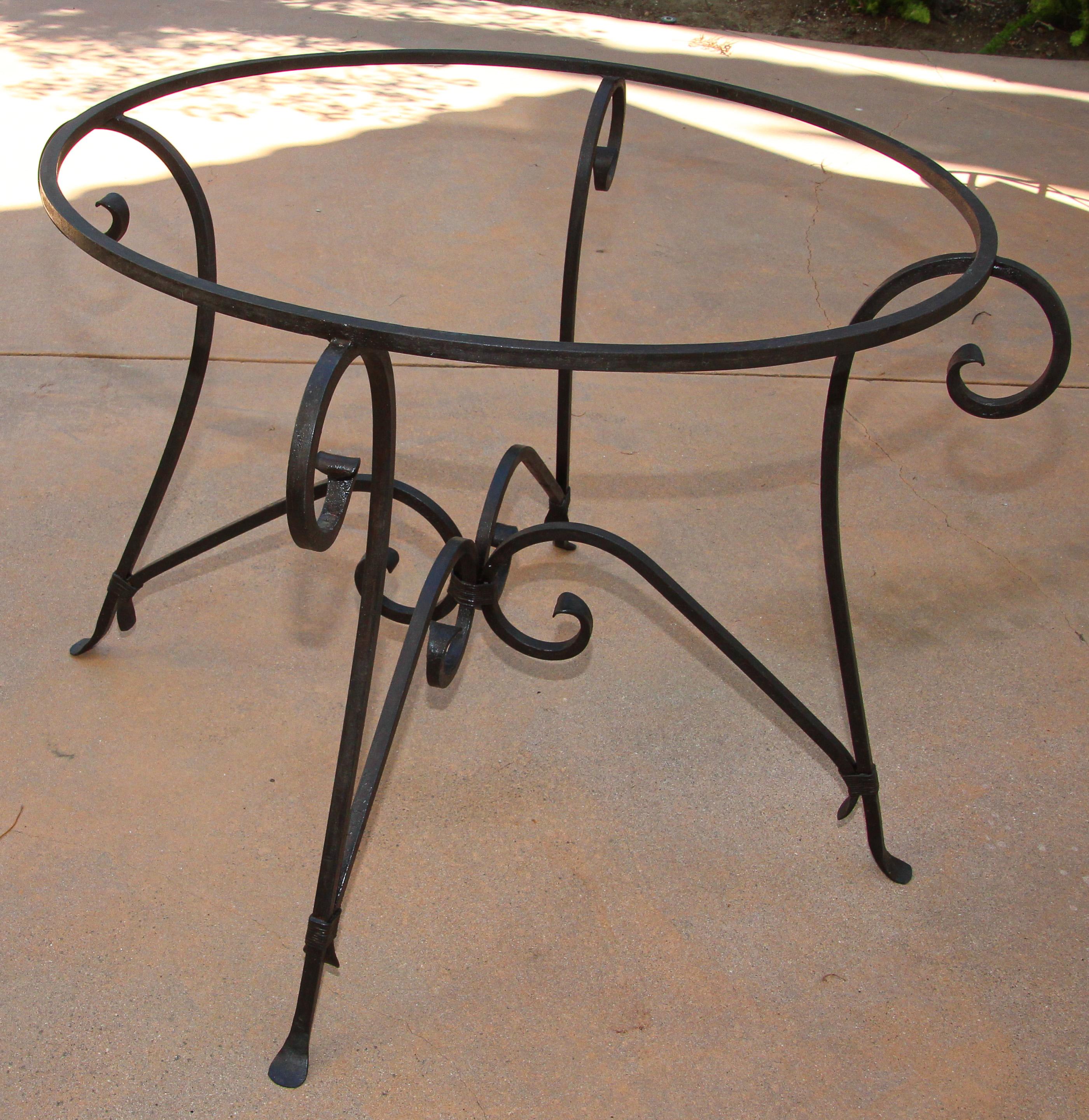 American Spanish Wrought Iron Dining Table Base Indoor or Outdoor For Sale