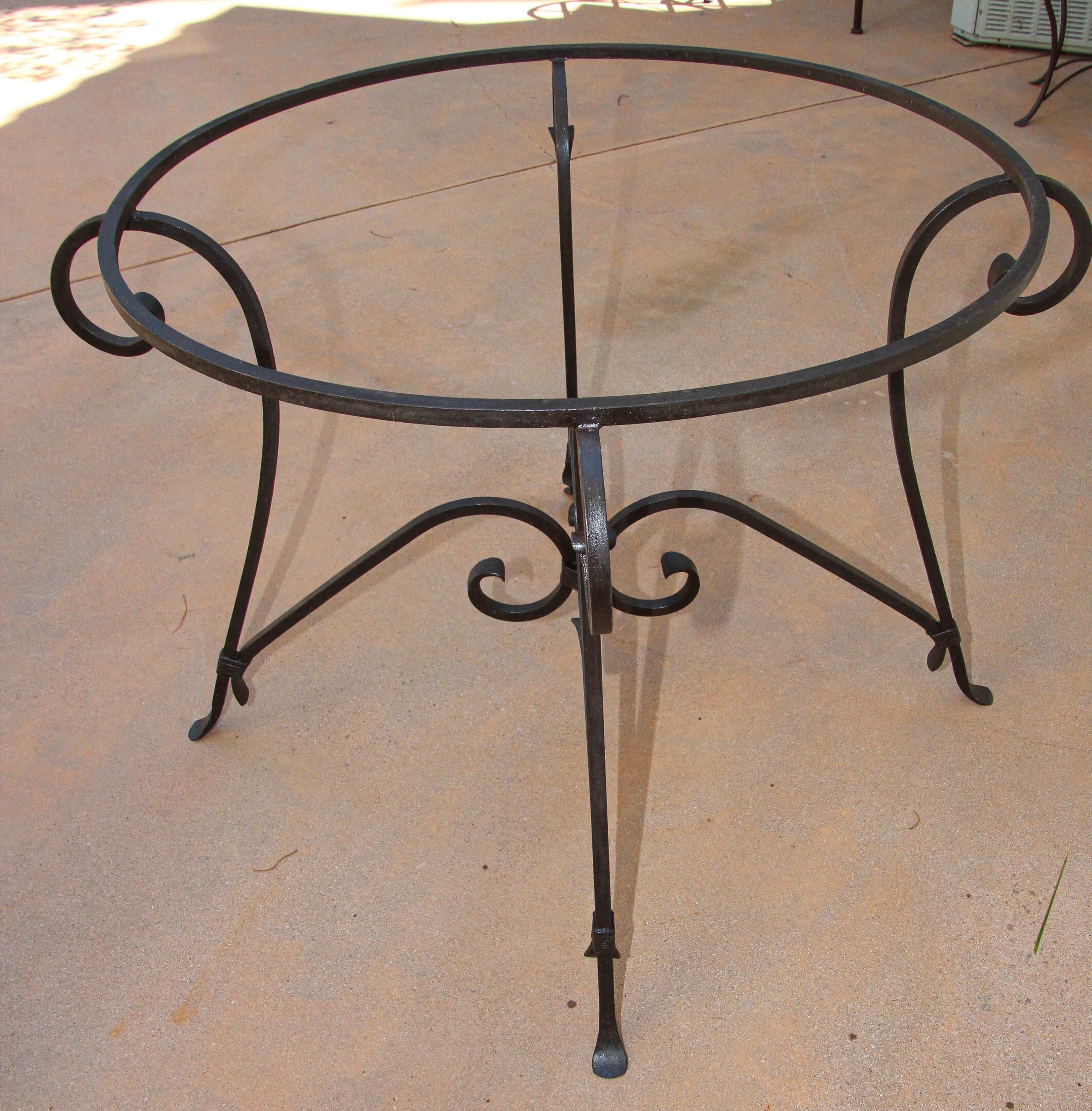 Hand-Crafted Spanish Wrought Iron Dining Table Base Indoor or Outdoor For Sale