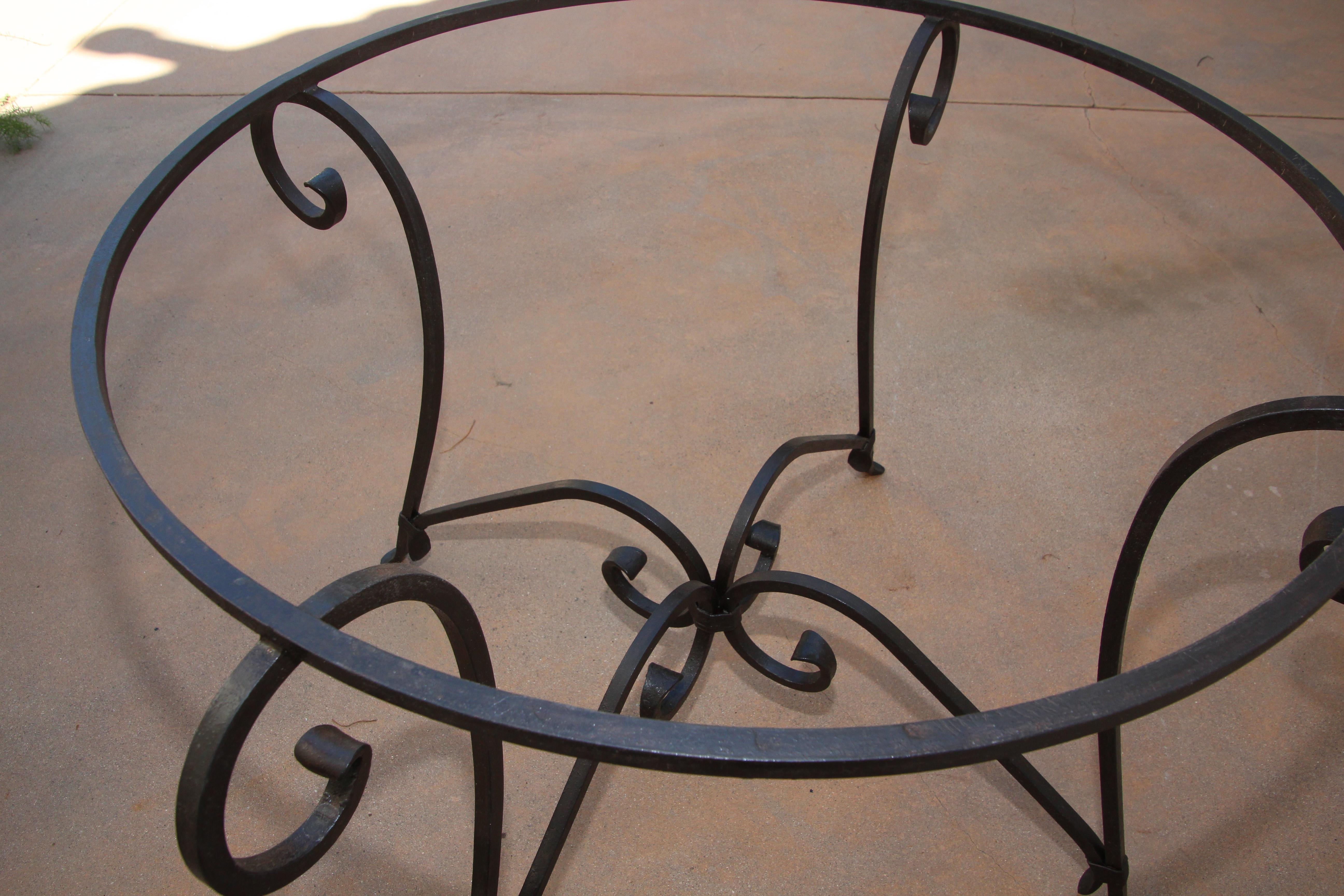 Spanish Wrought Iron Dining Table Base Indoor or Outdoor In Good Condition For Sale In North Hollywood, CA