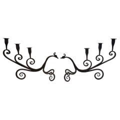 Spanish Wrought Iron Dragon Candlesticks