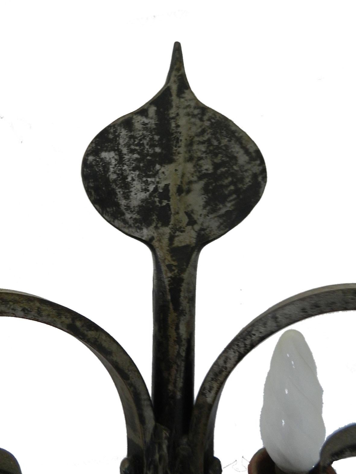 Gothic Revival Spanish Wrought Iron Floor Lamp Artisan Made One of a Kind, circa 1960